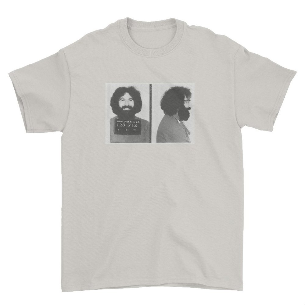 Jerry Garcia Mugshot tshirt Grateful Dead Busted Down on Bourbon St NWT